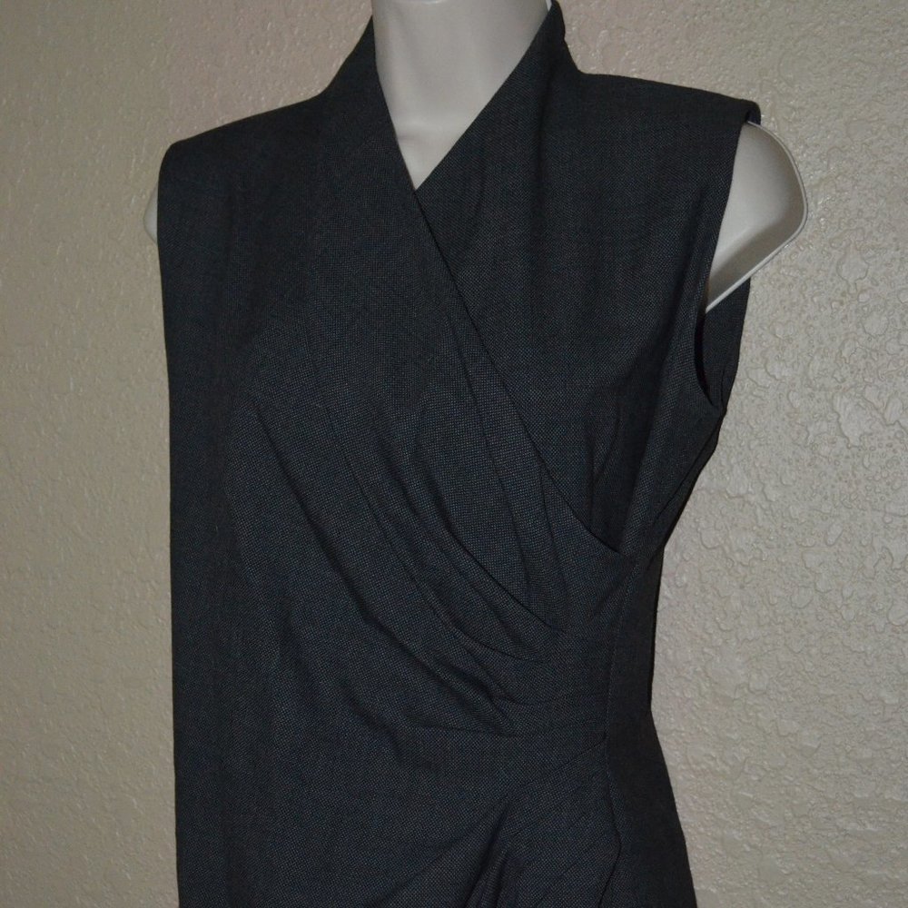 ⭐🎩NWOT $1590 Sz 6 Ralph Lauren Black Label Charcoal Gray Side Ruching Midi Dress - Picture 2 of 7